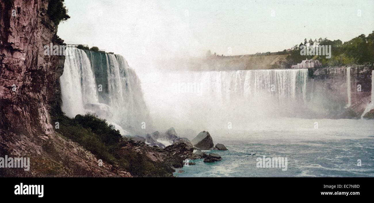 Niagara Falls, general view from Cave of the Winds Stock Photo Alamy