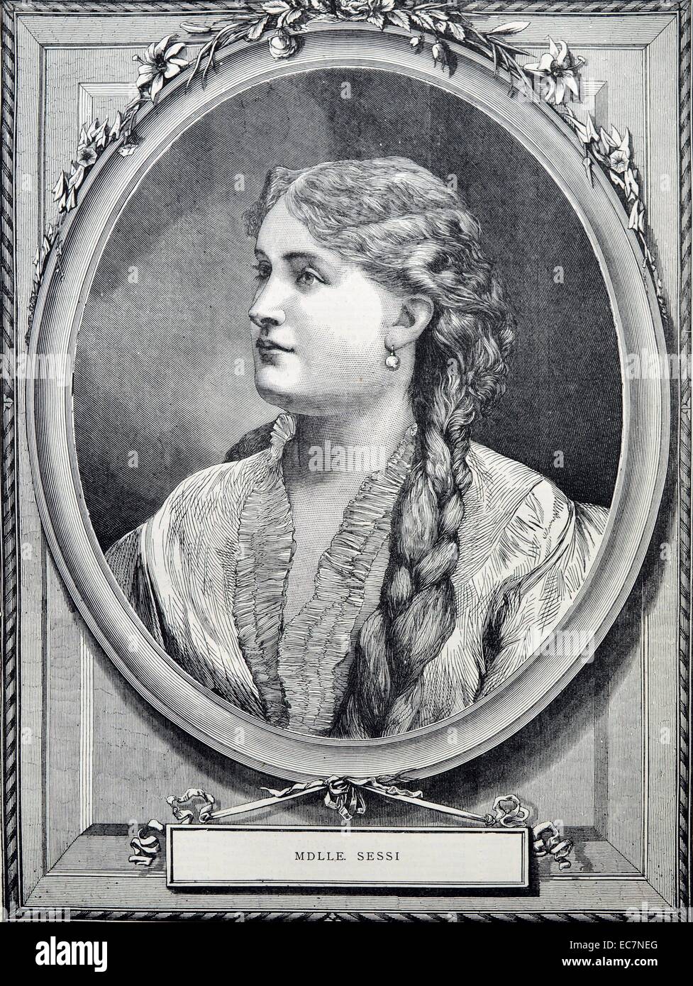 Engraving of Mathilde Sessi a French Opera singer active during the 19th Century. Dated 1870 Stock Photo