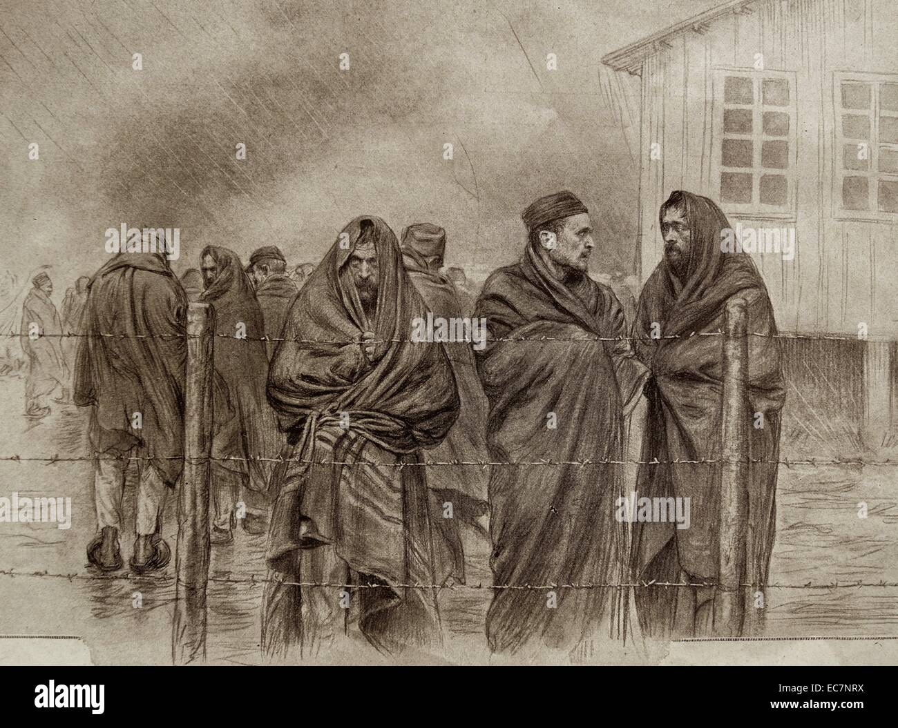 French prisoners of war in a German prisoner of war camp Stock Photo