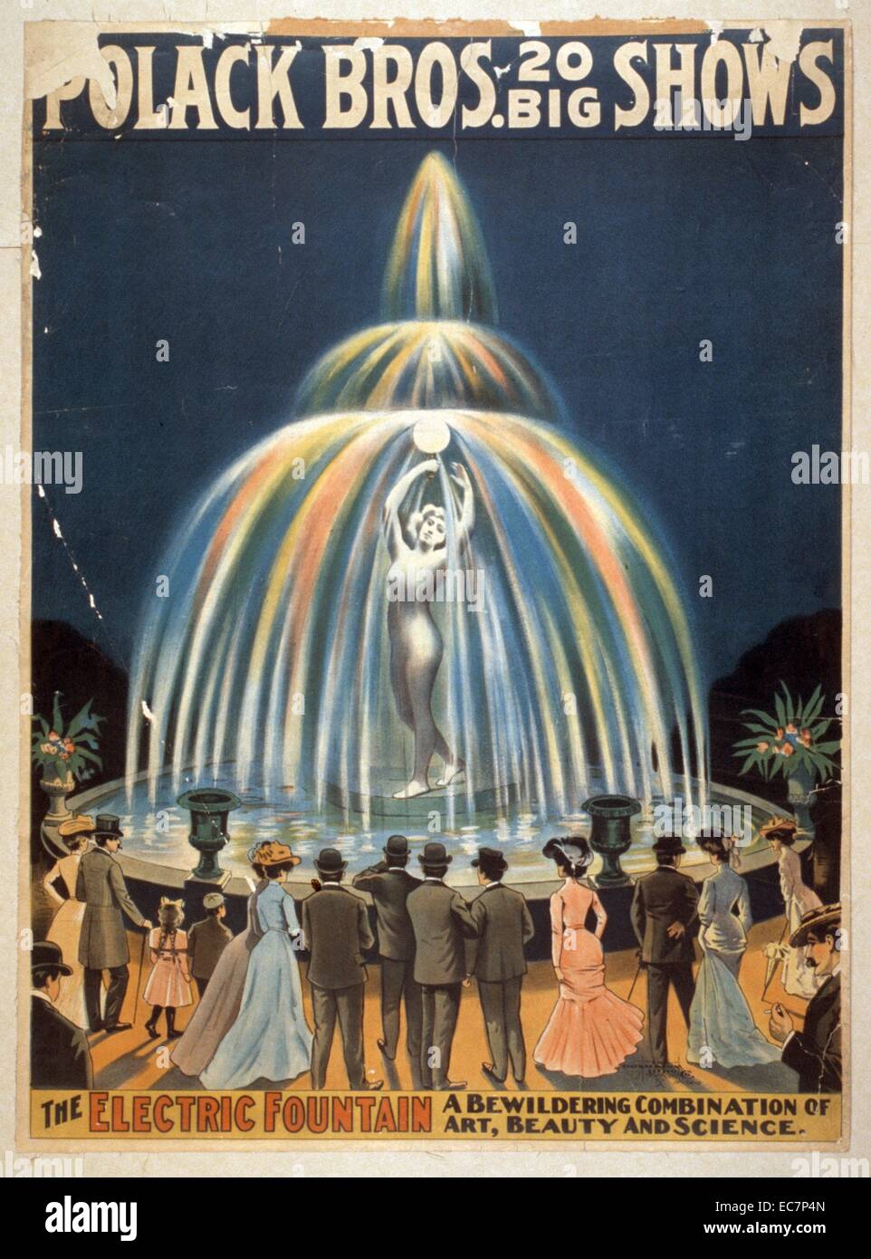 Polack Bros - 20 big shows. The electric fountain: a bewildering combination of art, beauty, and science. Stock Photo