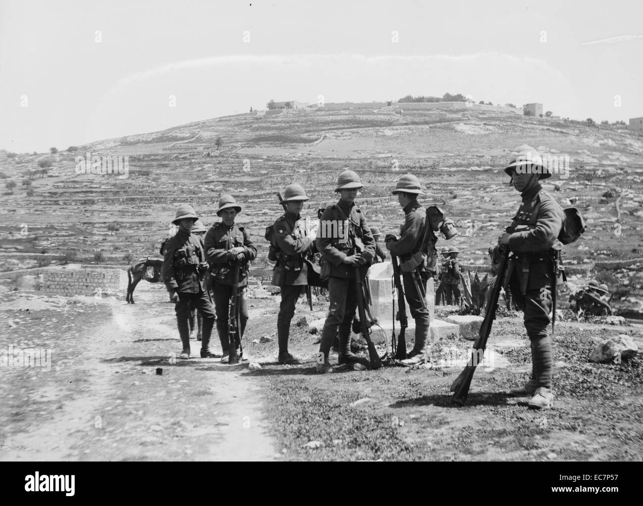 British soldiers outside Jerusalem, during anti-Jewish riot Stock Photo
