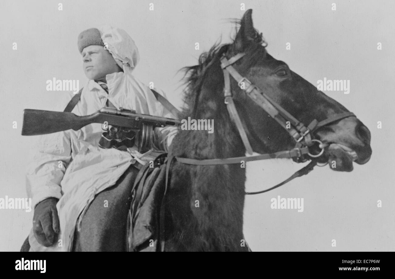 A mounted scout on the western front in the USSR (Union of Soviet Socialist Republics) Stock Photo