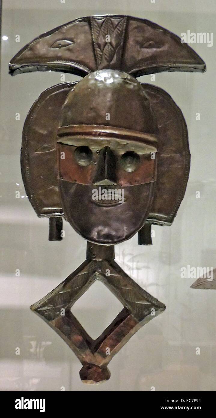 Reliquary guardian figures Kota-Obamba people, Gabon, Early 20th century. Stock Photo