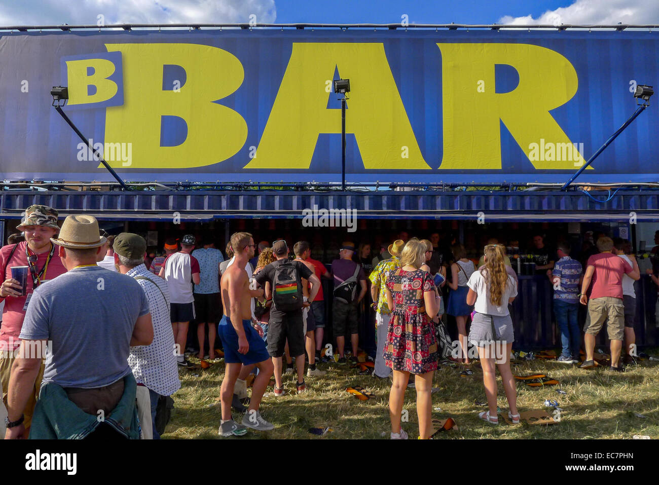 The Brothers cider bar at the Glastonbury Festival in Somerset. Stock Photo