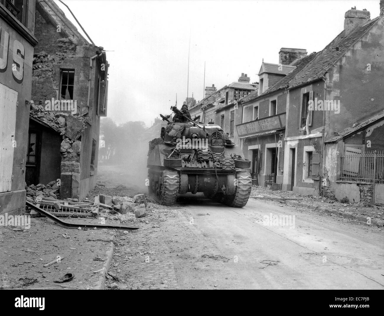 Photograph of an M4 Medium Tank in Normandy Stock Photo