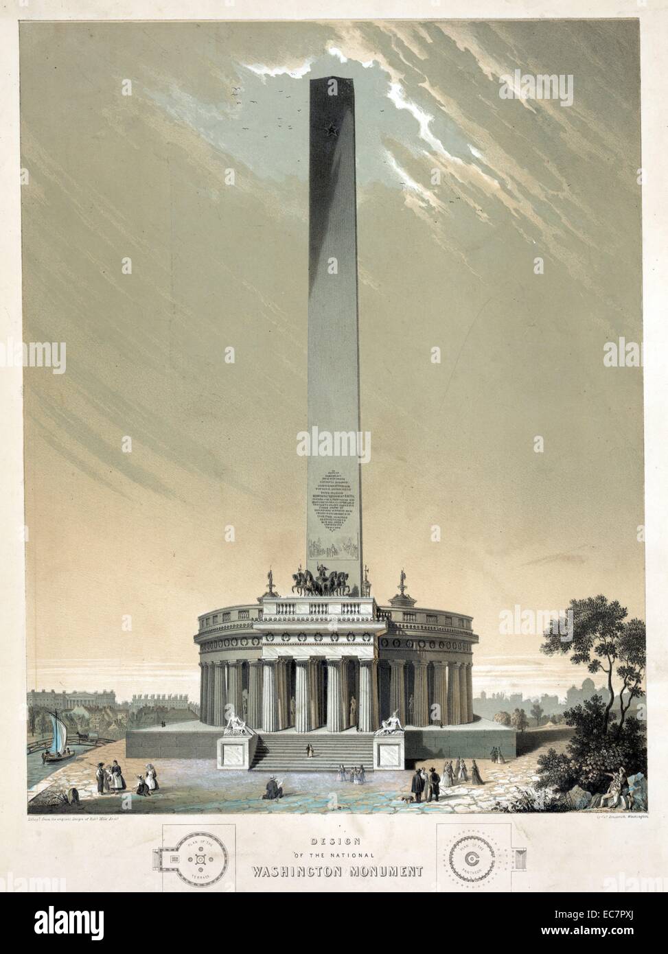 Robert Mills' original Washington Monument plan and the unbuilt colonnade photo 2