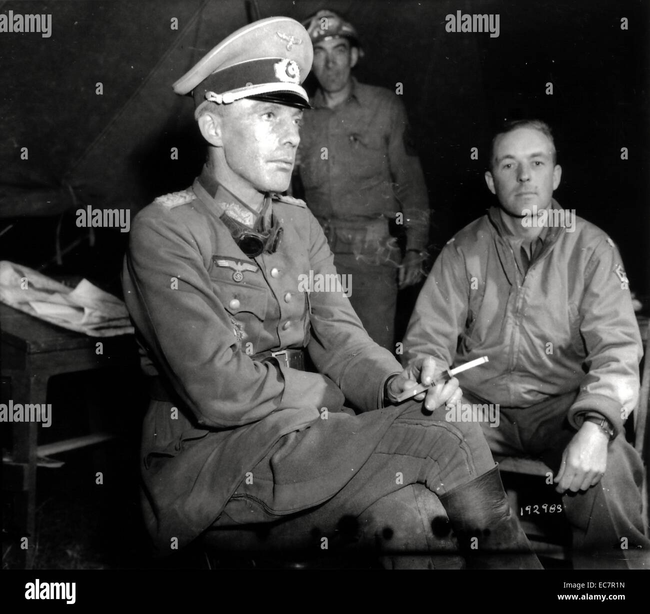 Photograph of Lieutenant General Otto Elfeldt (1895-1982) taken prisoner by US troops in France. A Generalleutnant German who served in the Heer in the Wehrmacht during World War II . Dated 1944 Stock Photo