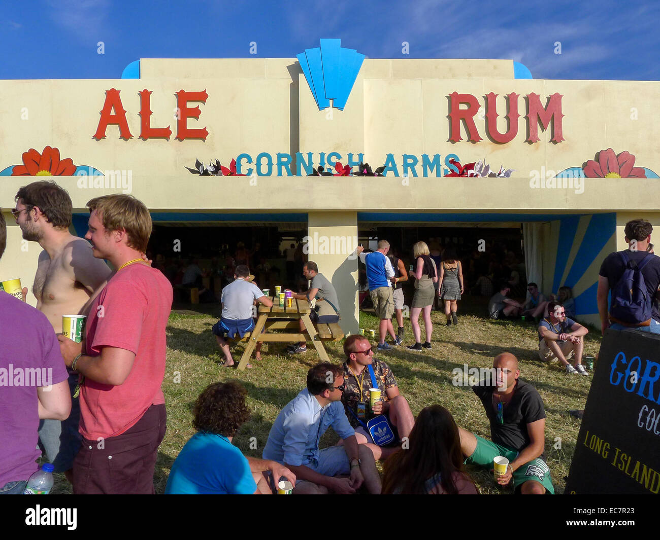 A bar at The Glastonbury Festival in Somerset. Stock Photo