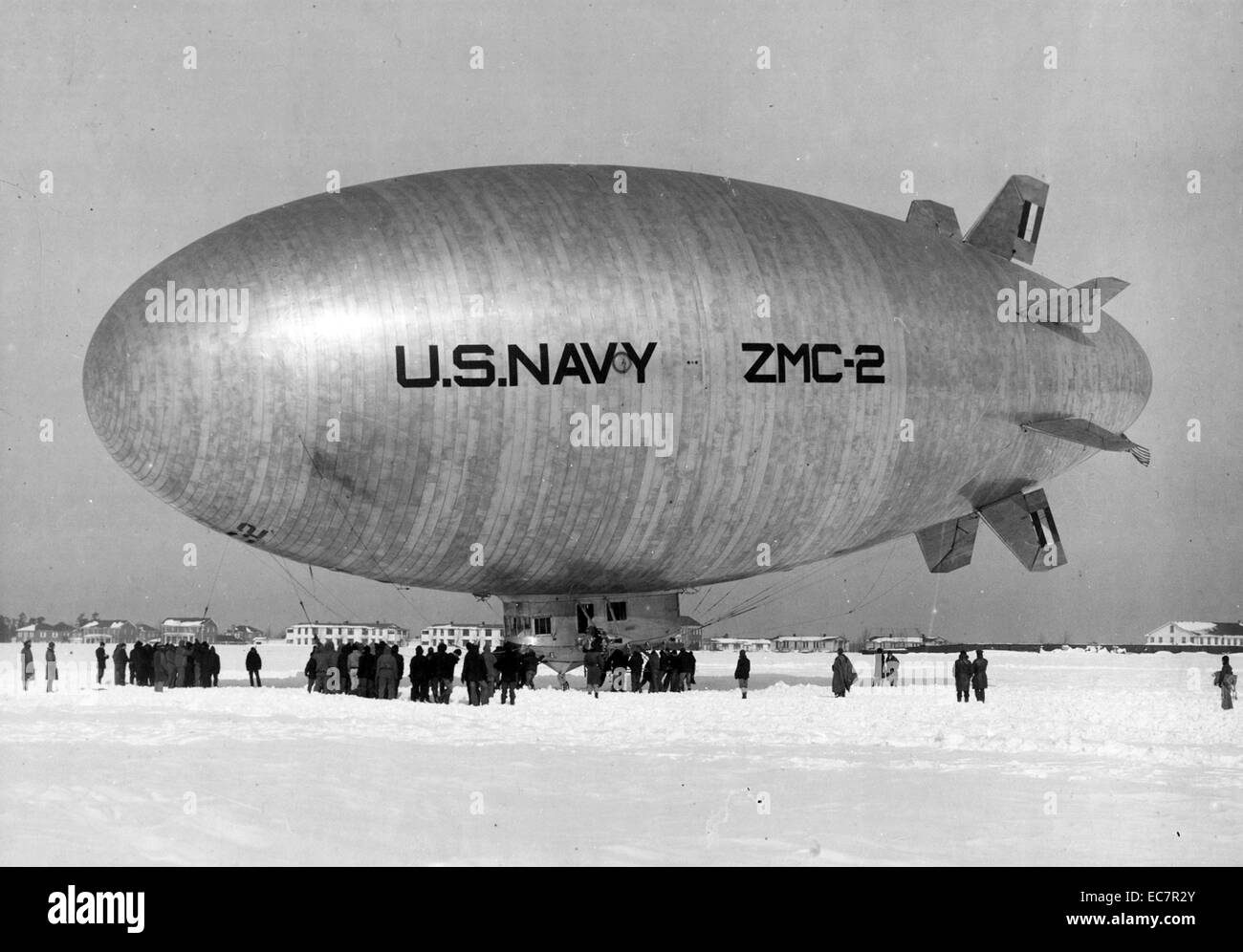 Photograph of a US Navy metal coated Zeppelin 422597 ZMC-2 at Lakehurst. Dated 1935 Stock Photo
