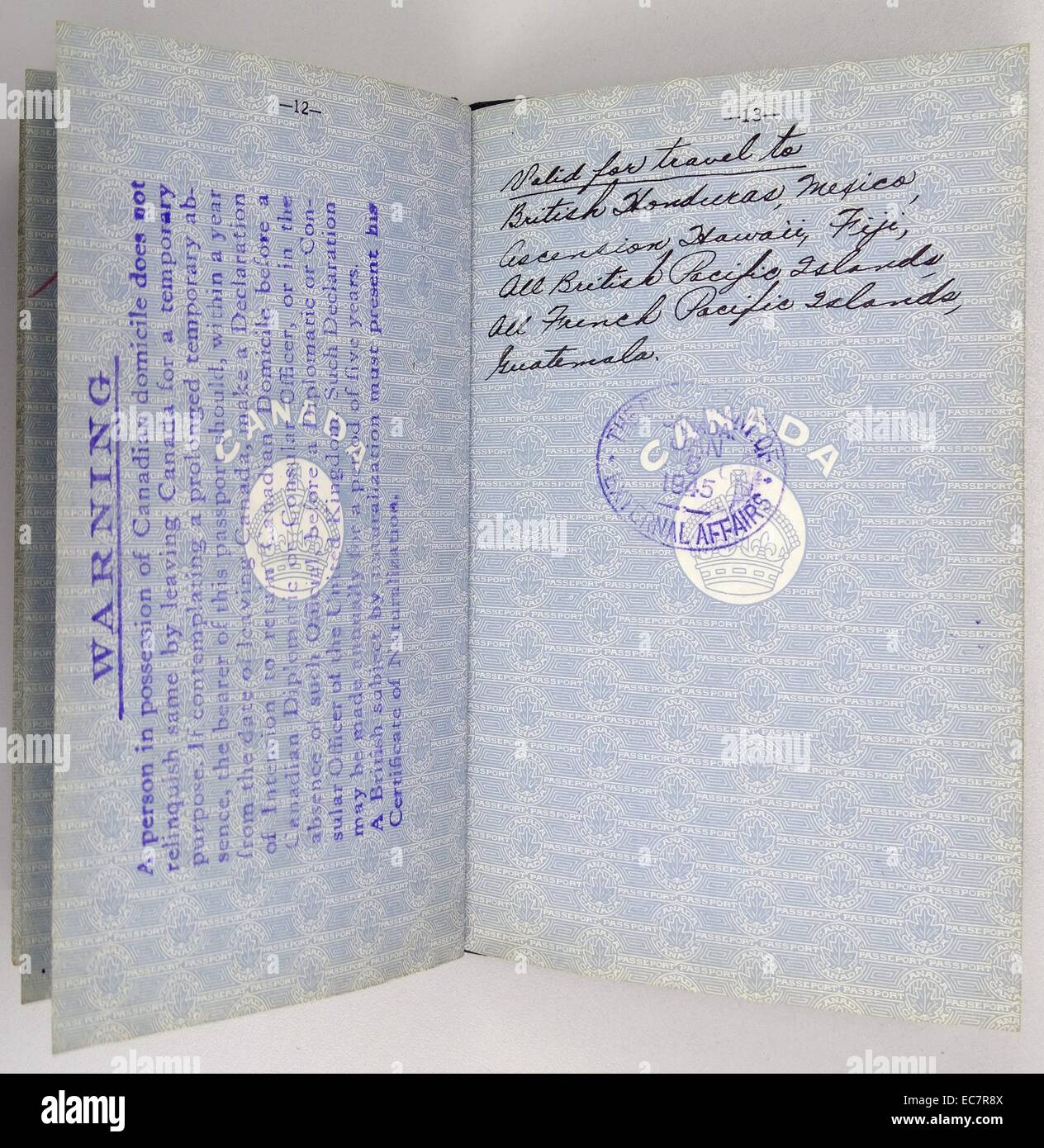 Canadian passport history hi-res stock photography and