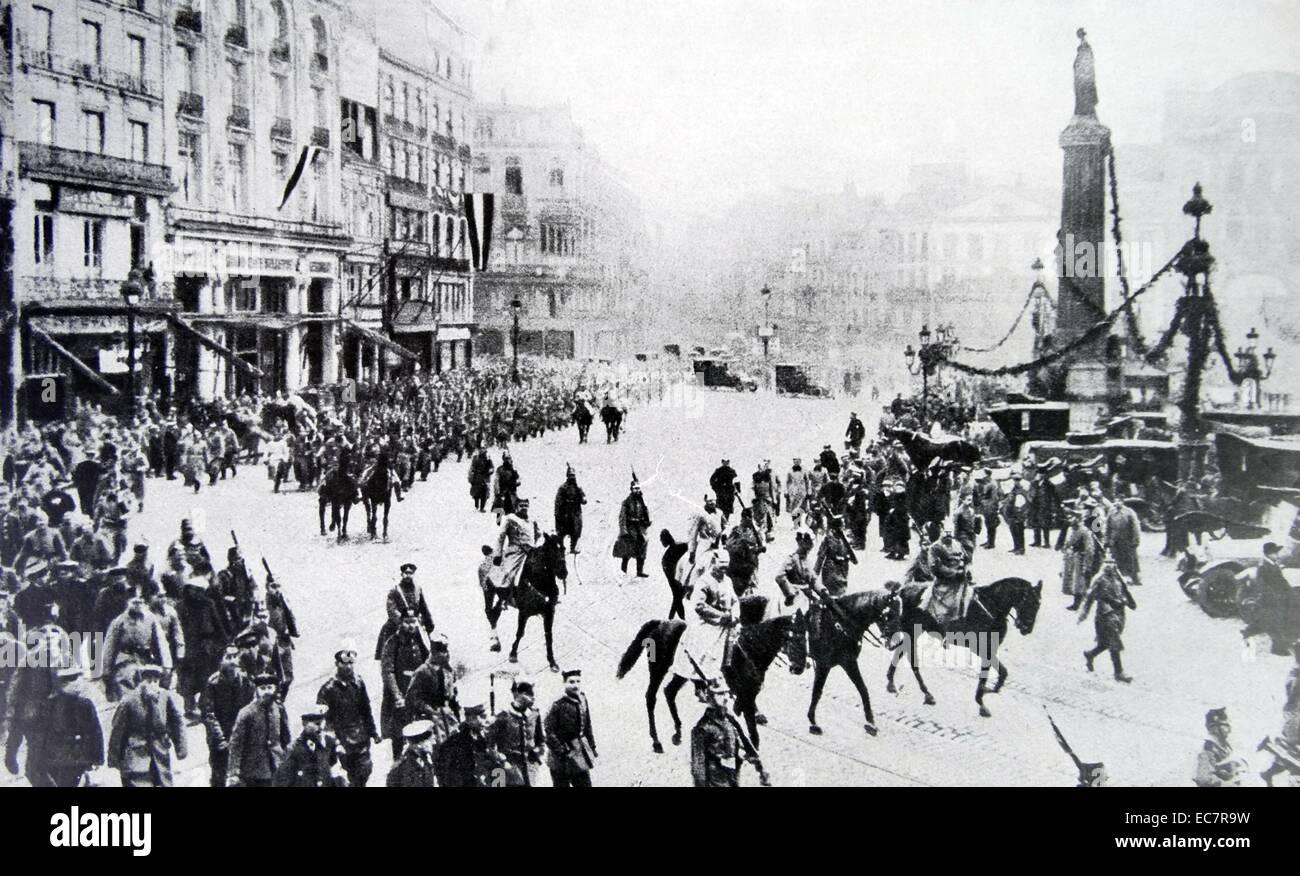 October 1914, german troops occupy Lille, France during World war one Stock Photo
