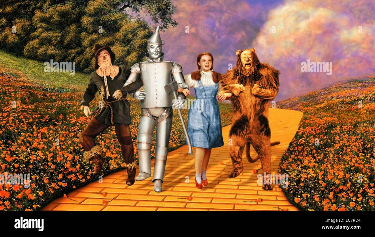 The Wizard of Oz is a 1939 American musical fantasy film produced by Metro-Goldwyn-Mayer and based on the 1900 novel The Wonderful Wizard of Oz by L. Frank Braum. Starring Judy Garland and Ray Bolger it featured what could be the most elaborate use of make up and special effects in a film at that time. It was not a box office hit at first in terms of earnings but the following years more than made up for it. Stock Photo