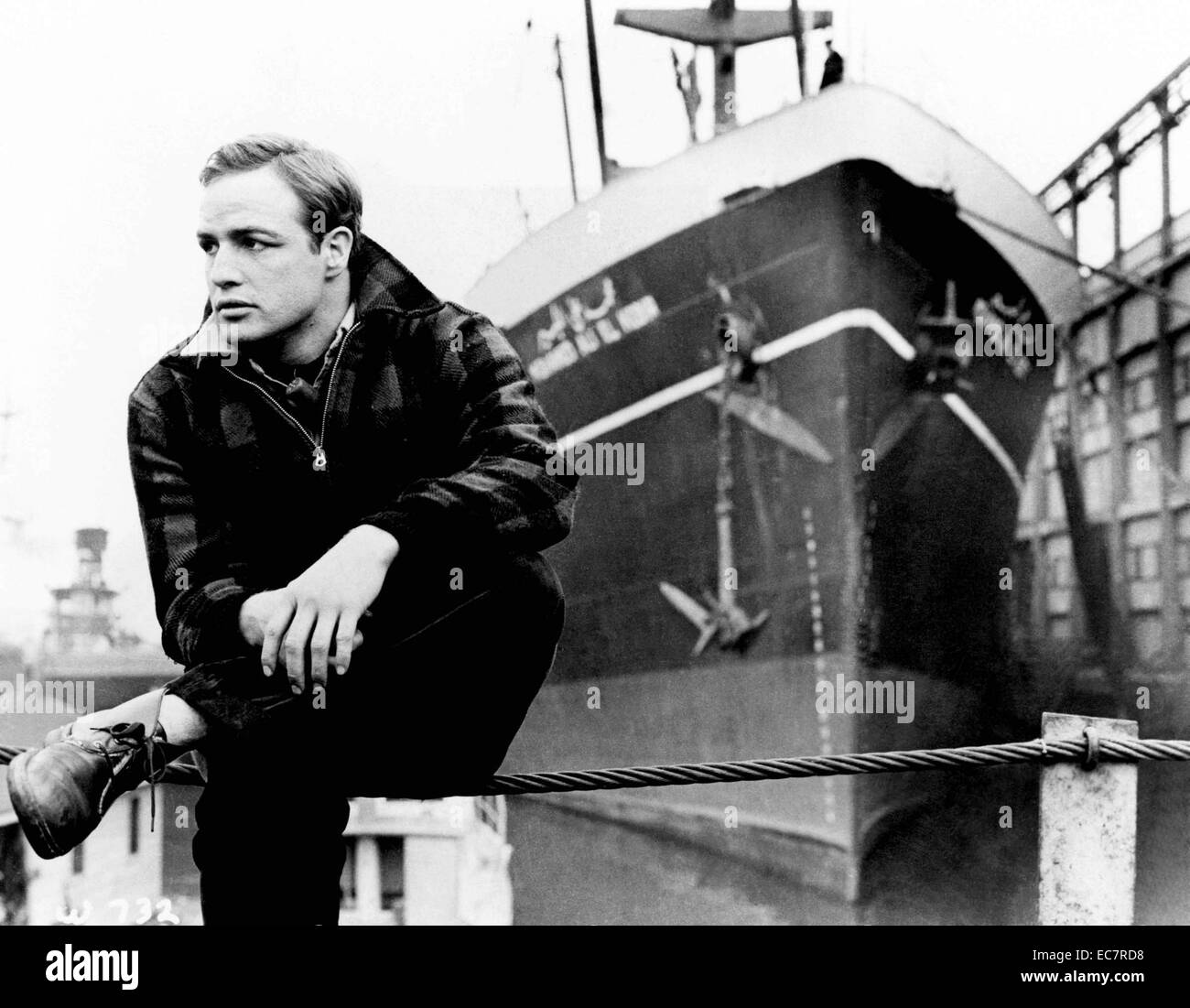 On the Waterfront is a 1954 American crime drama film about union violence and corruption among longshoremen. Directed by Elia Kazan and starring Marlon Brando the film was based on Crime on the Waterfront - a series of articles published in the New York Sun by Malcolm Johnson. Stock Photo