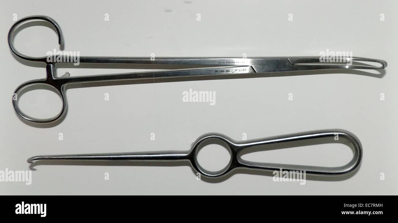 Delicate instruments were developed by al-Zahrawi and others for eye surgery including scalpels, cauteries, retractors, speculums and scissors.  The scissors created for eye surgery were amongst the first scissors used anywhere in the world.  The scalpels invented by early Islamic surgeons compare in quality with the instruments used today. Stock Photo