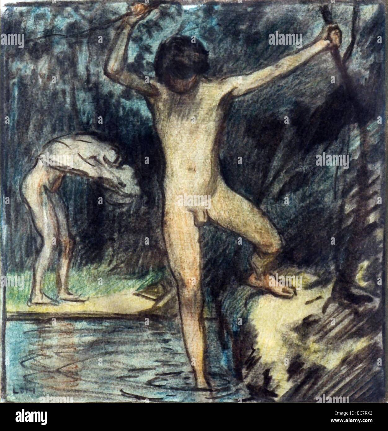 The Bathers 1910, (pastel) by Ludwig Von Hofmann (1865-1945) Stock Photo