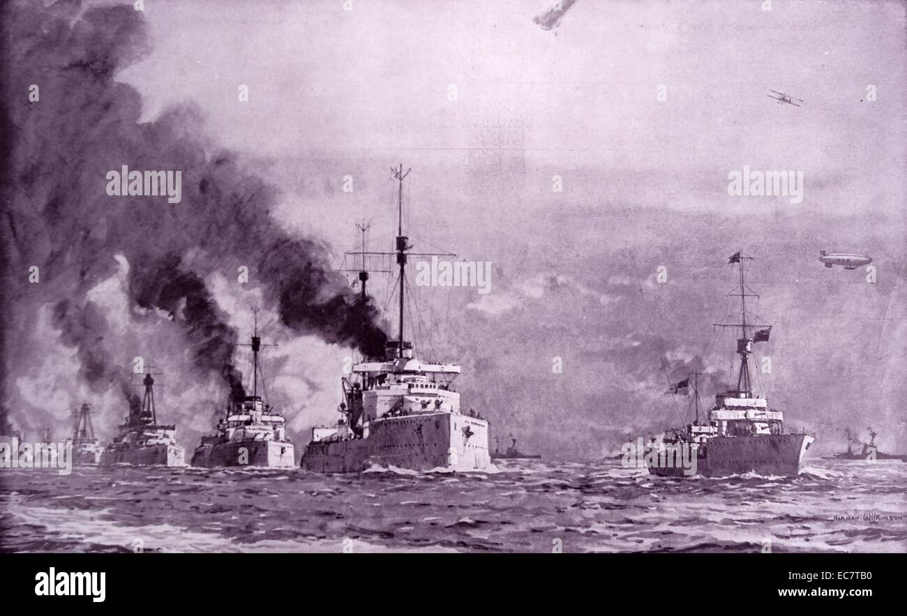 The German fleet en route to Scapa Flow In 1918. In 1919 Over 50 warships of the German High Seas Fleet were scuttled by their crews at Scapa Flow. World war one Stock Photo