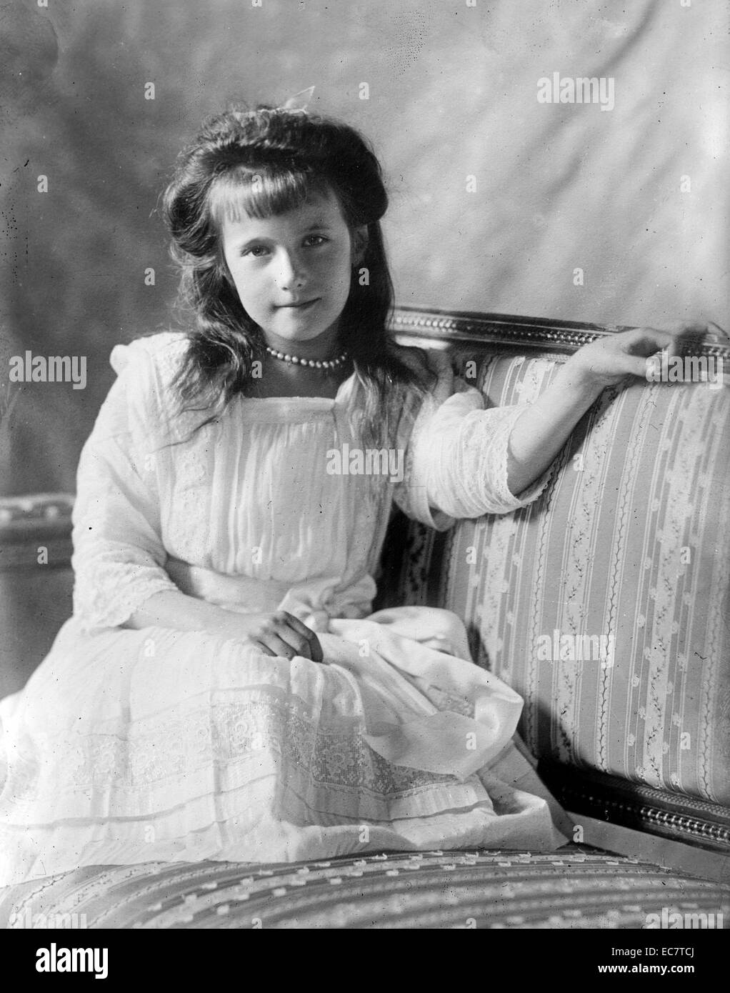 Grand Duchess Anastasia of Russia, 1901 - July 17, 1918. She was the youngest daughter of Tsar Nicholas II, The last Tsar of Russia. Stock Photo