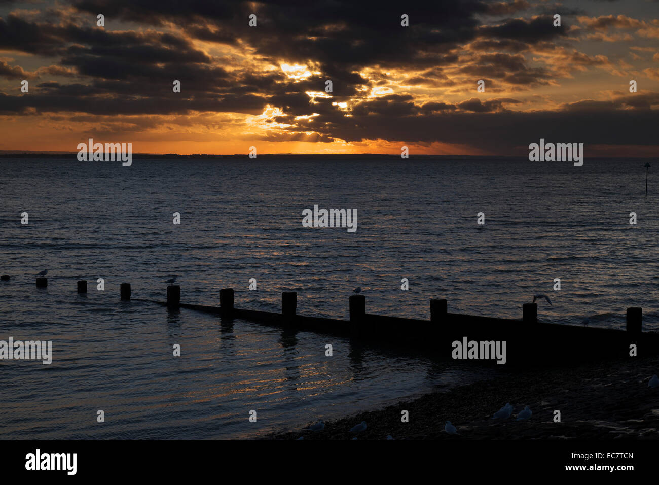 Sunset over the Thames Estuary. Stock Photo