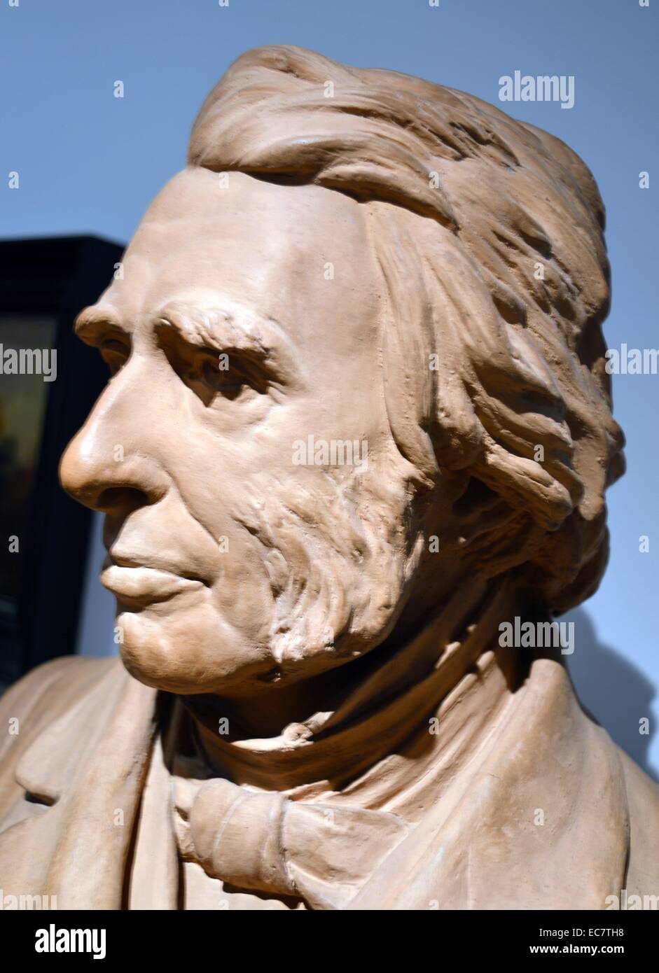 John Ruskin by Sir John Edgar Boehm (1834-1890) terracotta.  John Ruskin (1819-1900) was the first Slade Professor of Fine Art at Oxford and the founder of the Ruskin School of Drawing. Stock Photo