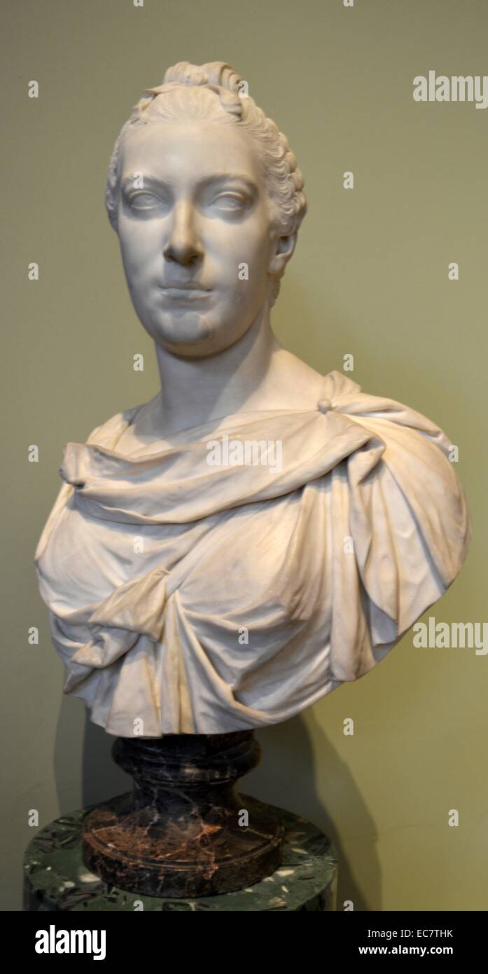 Marble portrait bust of Henrietta Louisa, Countess of Pomfret by Giovanni Battiste Guelfi.  Early 1700's. Stock Photo