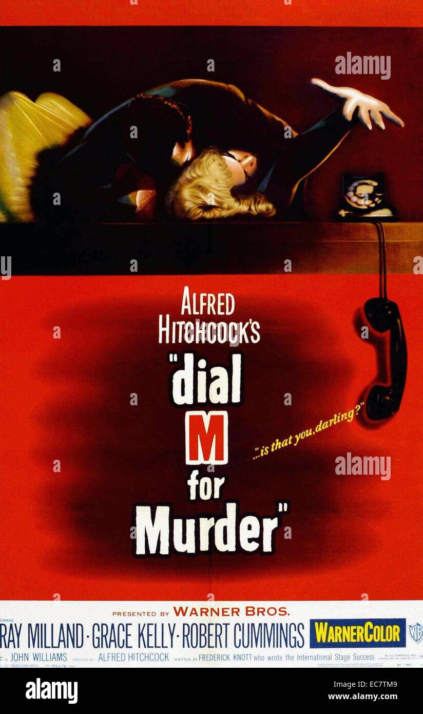 Dial M for Murder is a 1954 American crime thriller film directed by Alfred Hitchcock, starring Ray Milland, Grace Kelly, and Robert Cummings. The movie was adapted from a successful stage play by Frederick Knott. Stock Photo