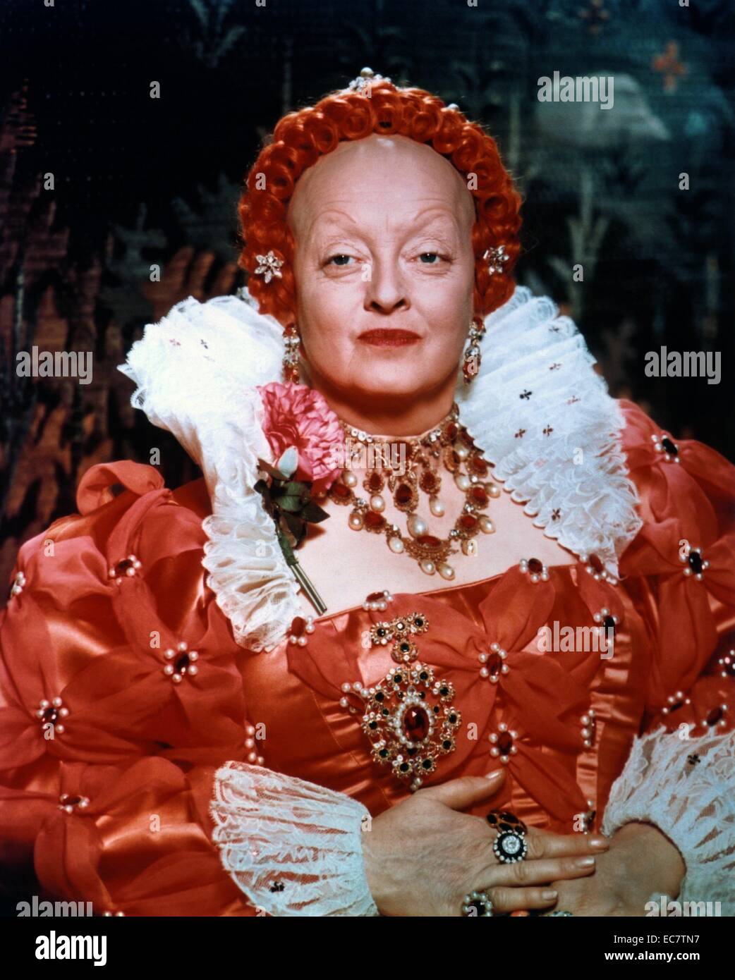 The Virgin Queen is a 1955 historical drama film starring Bette Davis, Richard Todd and Joan Collins. It focuses on the relationship between Elizabeth I of England and Sir Walter Raleigh. The film marks the second time Davis played the British monarch. Stock Photo