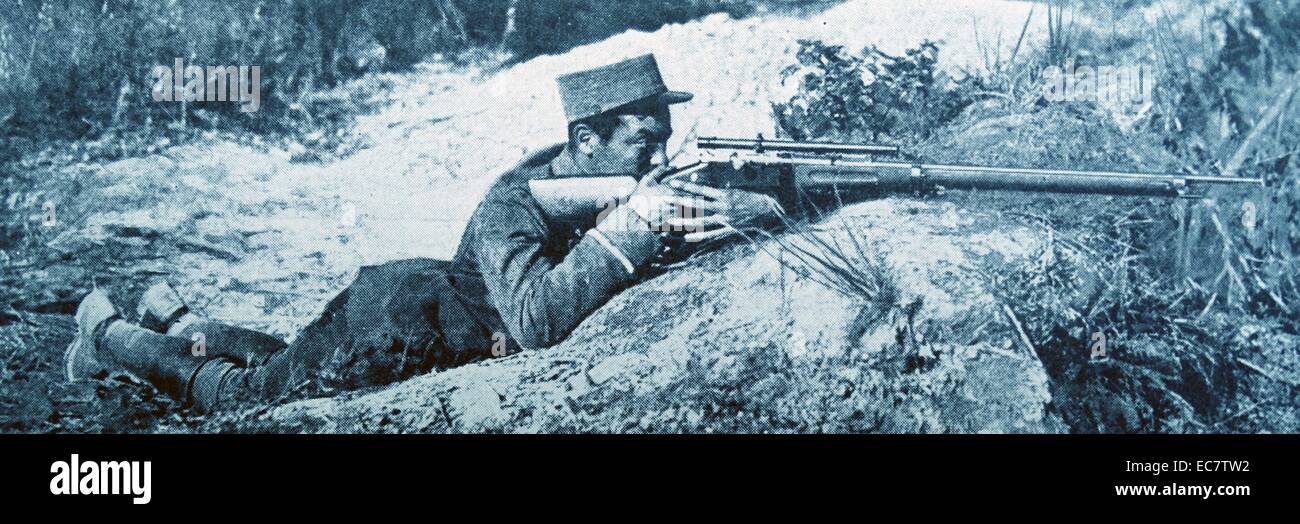 French first world war marksman takes aim Stock Photo