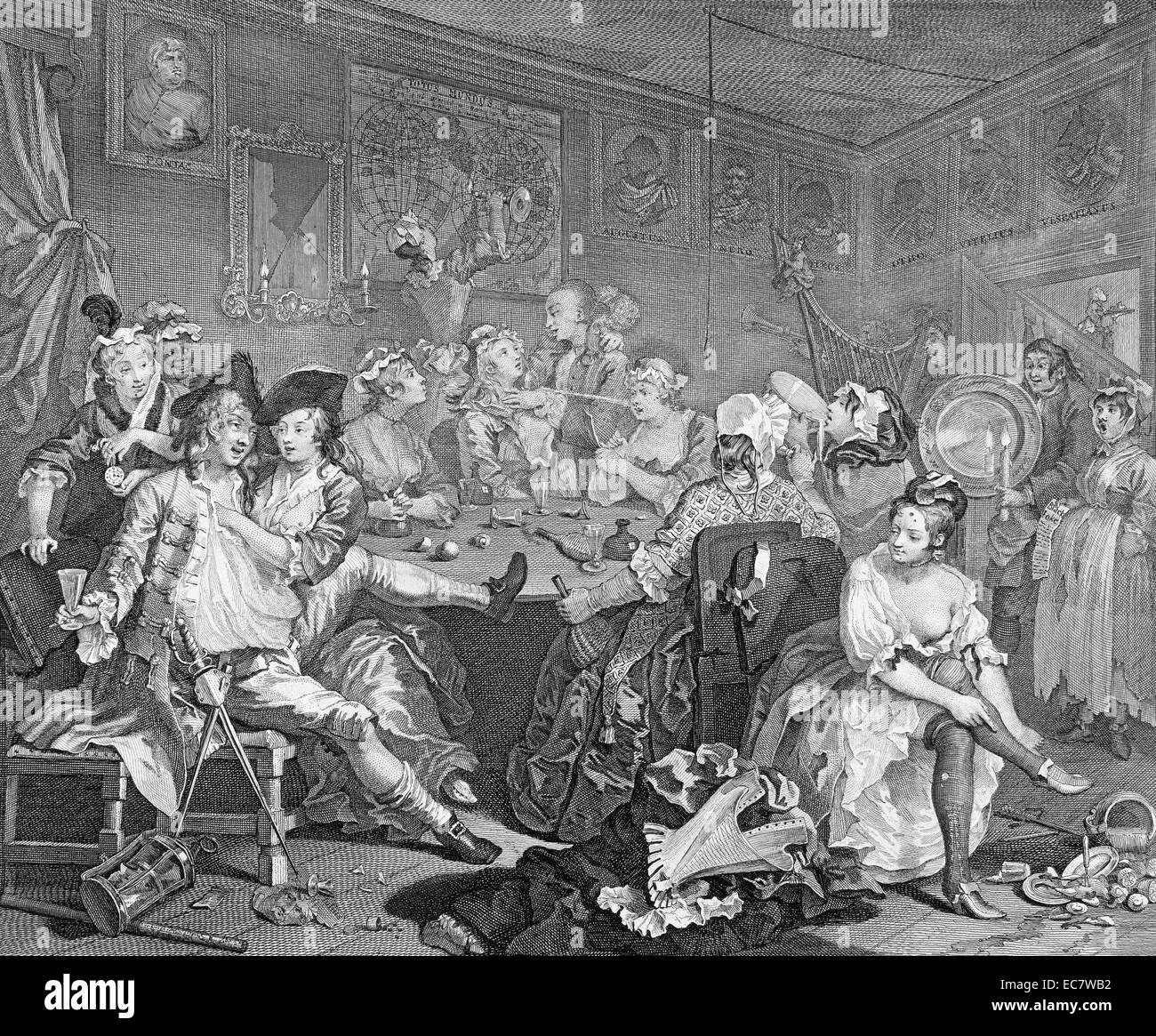 Plate 3 from the Rake's Progress. Plate one of a series of eight by