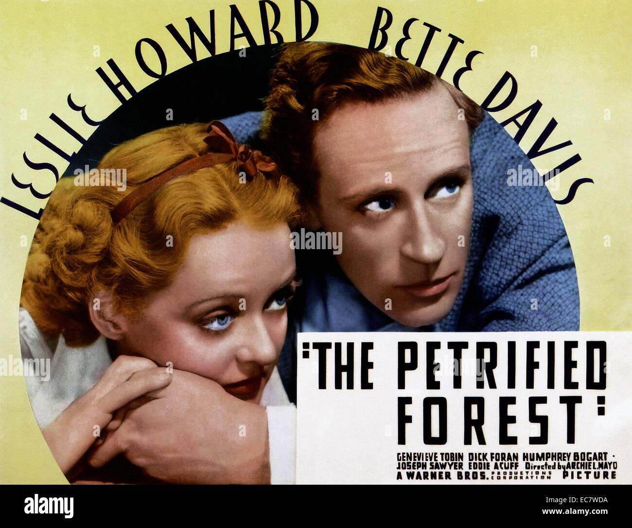 The Petrified Forest is a 1936 American film, starring Leslie Howard, Bette Davis, and Humphrey Bogart. A precursor of film noir, it was adapted from Robert E. Sherwood's stage play of the same name. Stock Photo