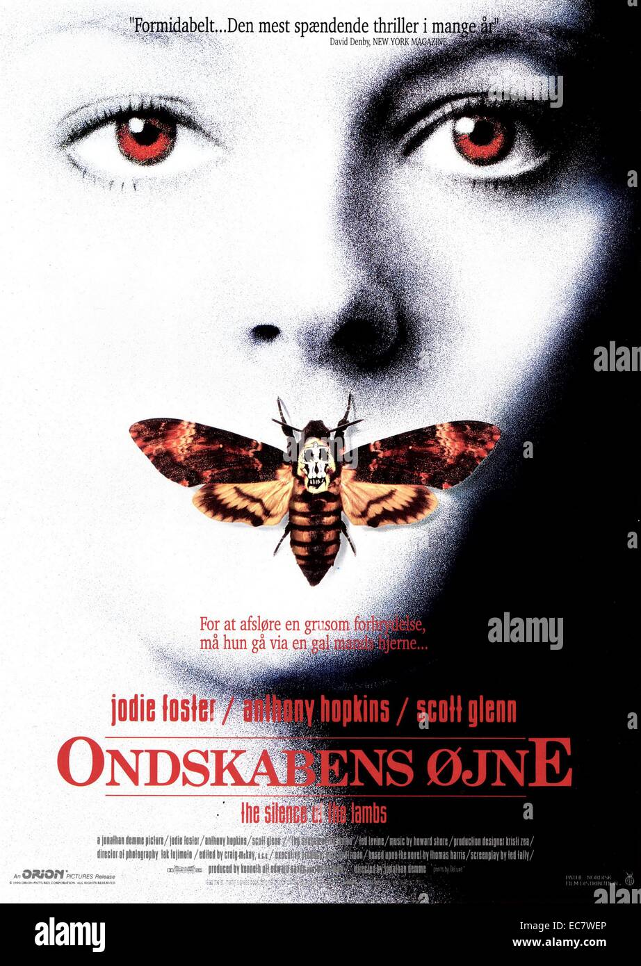 Danish poster for Silence of the Lambs. The Silence of the Lambs is a 1991 American thriller film that blends elements of the crime and horror genres. Directed by Jonathan Demme and starring Jodie Foster, Anthony Hopkins, and Scott Glenn, the film is based on Thomas Harris' 1988 novel of the same name, his second to feature Hannibal Lecter, a brilliant psychiatrist and cannibalistic serial killer. Stock Photo
