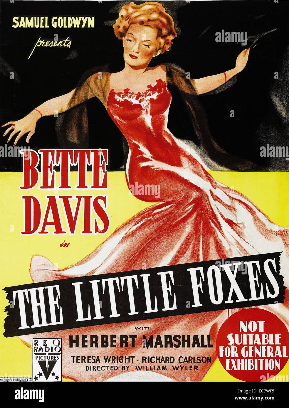 The Little Foxes, 1941, is an American drama film directed by William Wyler. The screenplay by Lillian Hellman is based on her 1939 play of the same name. Starring Bette Davis, Herbert Marshall and Teresa Wright. Stock Photo