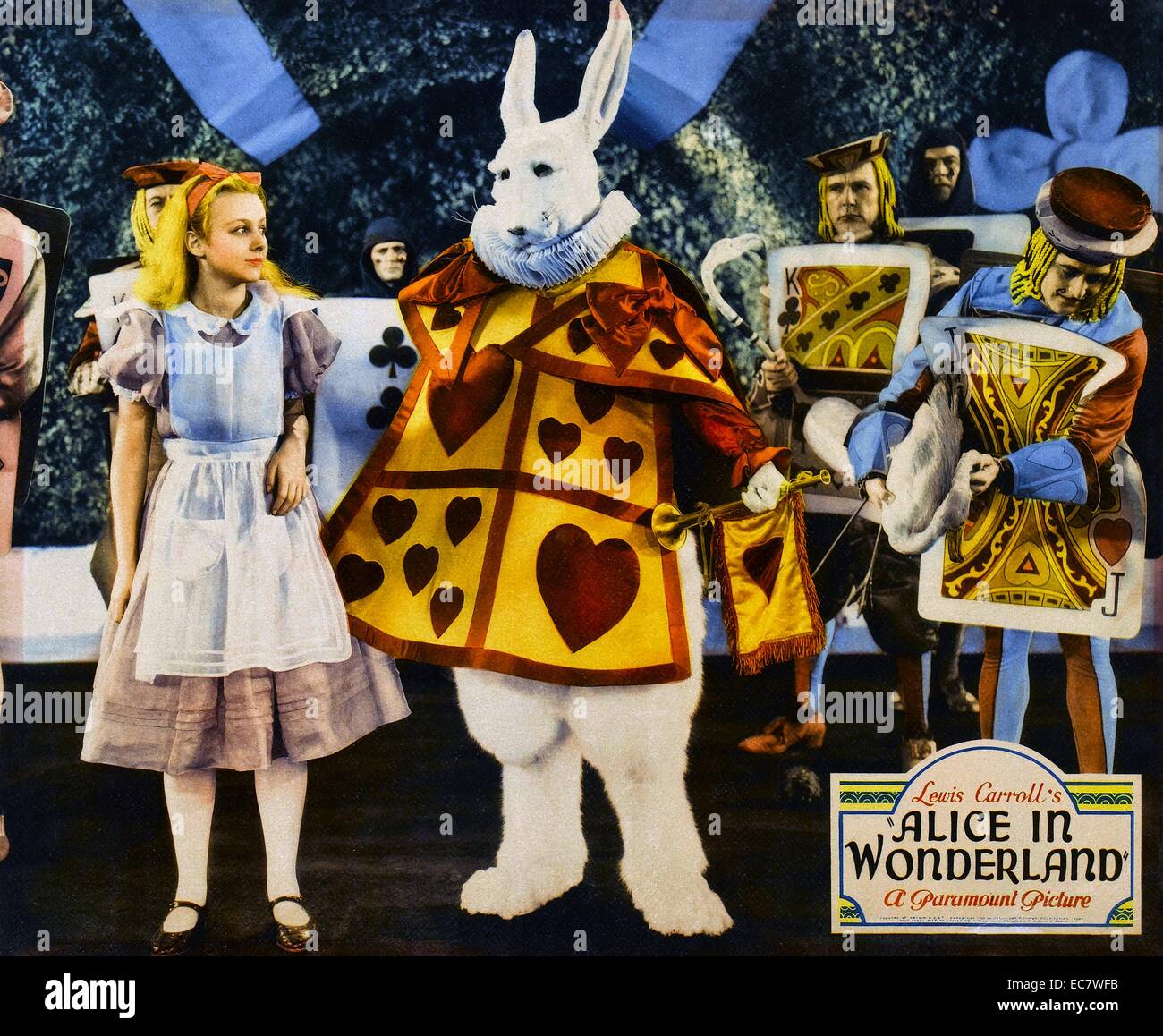 Alice in Wonderland is a 1933 film version of the famous Alice novels of Lewis Carroll. It is all live-action, except for the Walrus and The Carpenter sequence, which was animated by Harman-Ising Studio. Starring Charlotte Henry and W.C. Fields. Stock Photo