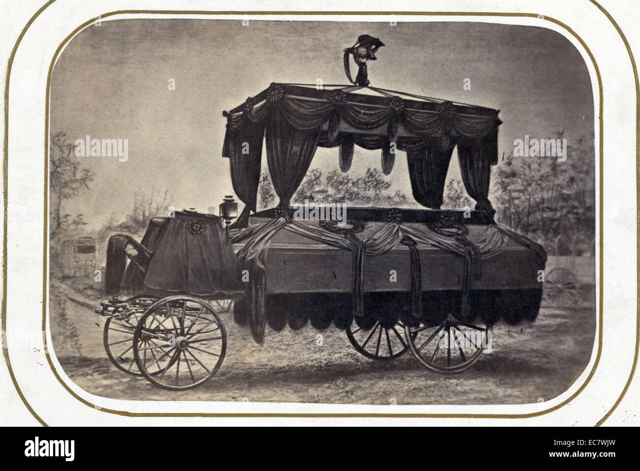The funeral car that conveyed the remains of President Lincoln from the Executive Mansion to the Capitol after his death, April 19th 1865 Stock Photo