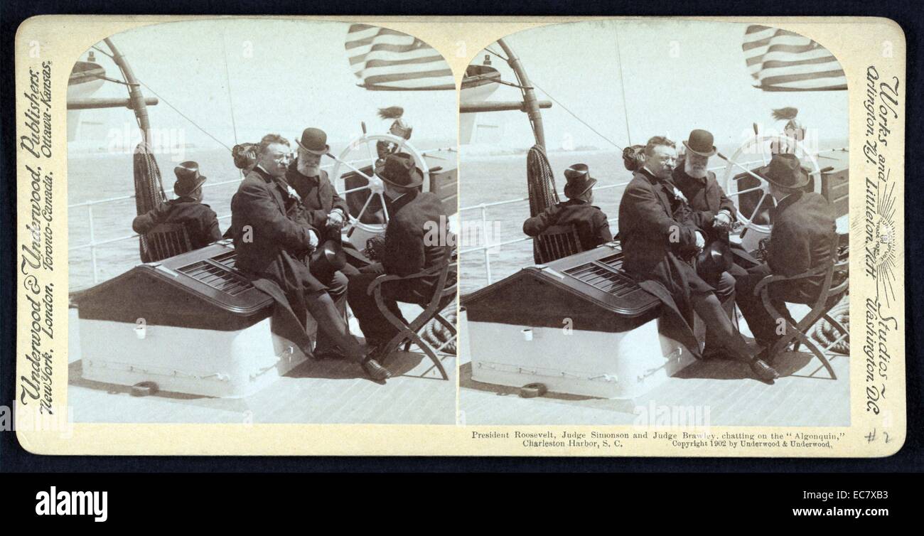 US President Theodore Roosevelt sailing 1904 Stock Photo