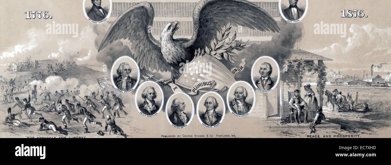 cameo portraits of six American revolutionary war generals: Israel Putnam; Philip Schuyler; Horatio Gates; Nathaniel Green; Benjamin Lincoln: John Sullivan Stock Photo