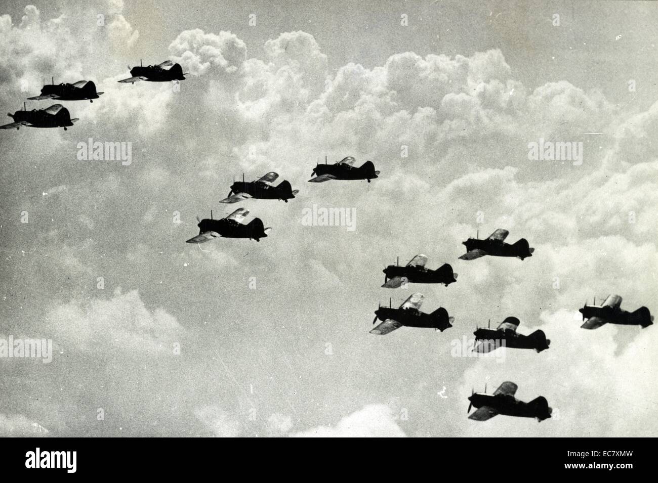 World war two Asia: American fighter planes over Malaya 1941 Stock Photo