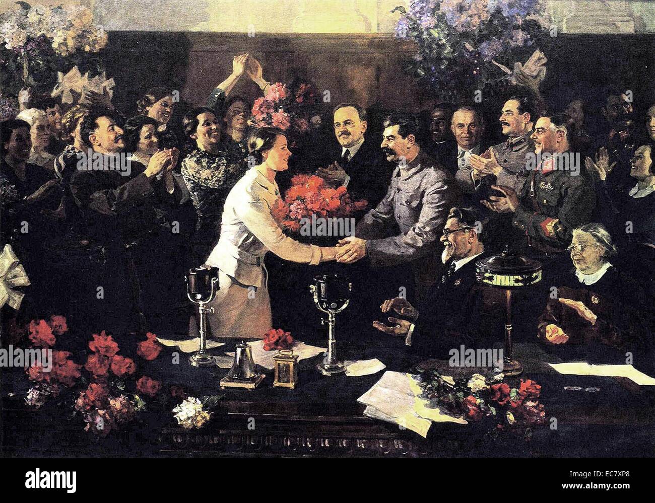 Vasili Efanov (Soviet Russian Socialist realist artist);   An Unforgettable Meeting - Russian Revolution Stock Photo