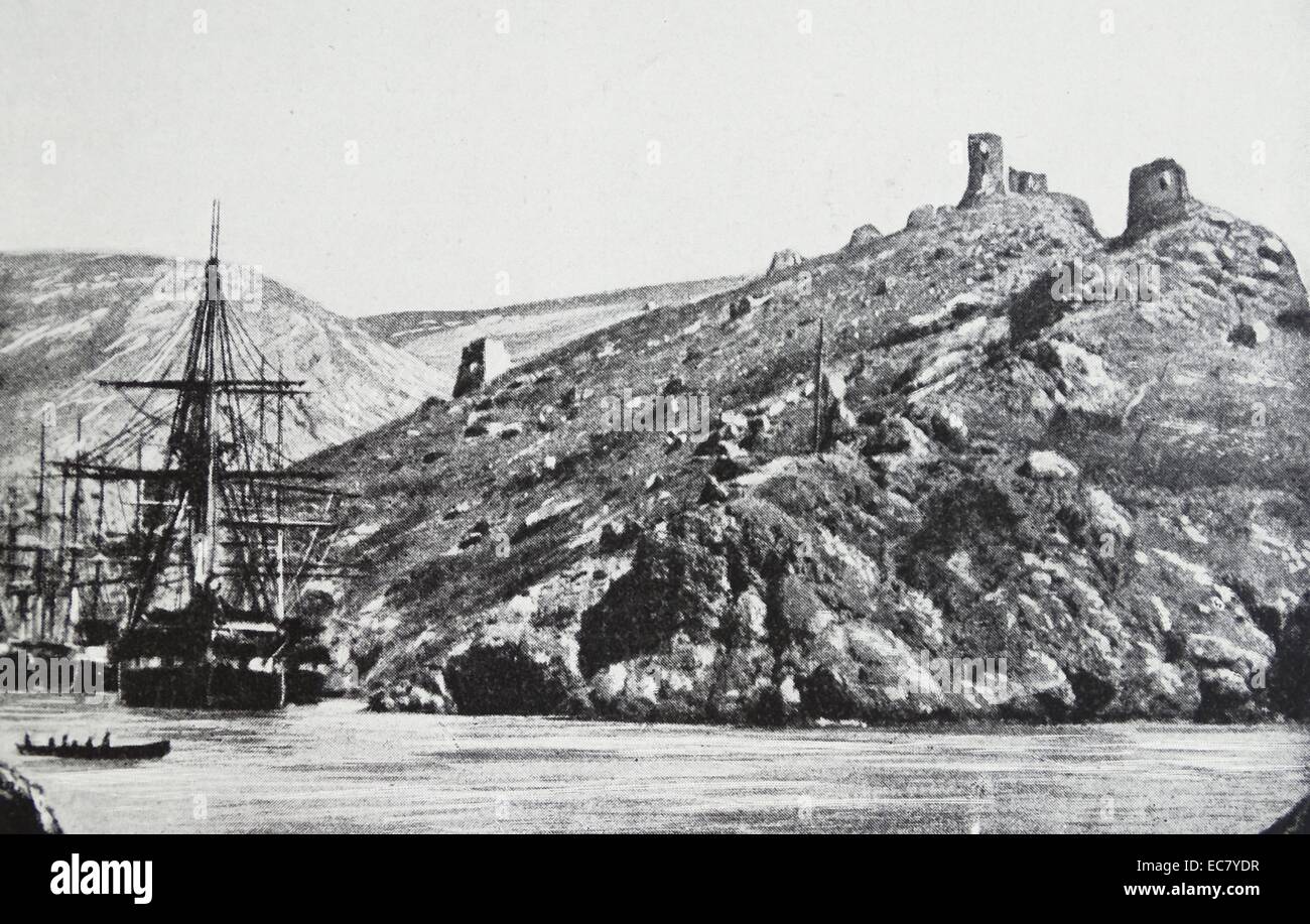 Russian ships at Balaklava; in the Crimea; during the Crimean War 1853 Stock Photo