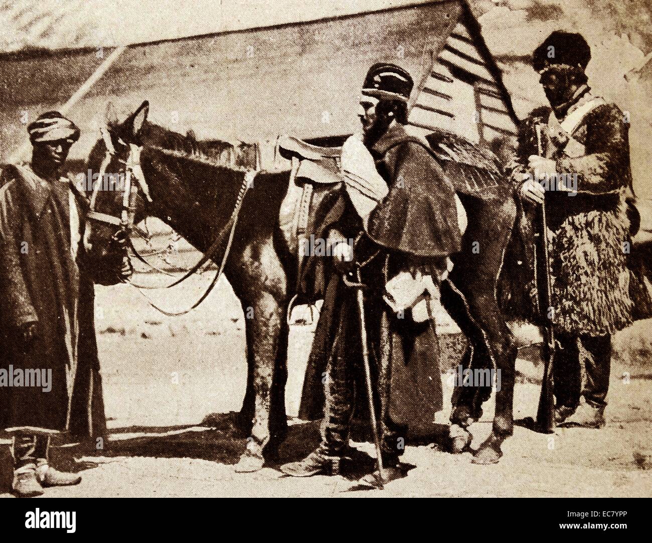 colonel Burnaby with Nubian servant at the British base in the Crimea 1854 Stock Photo