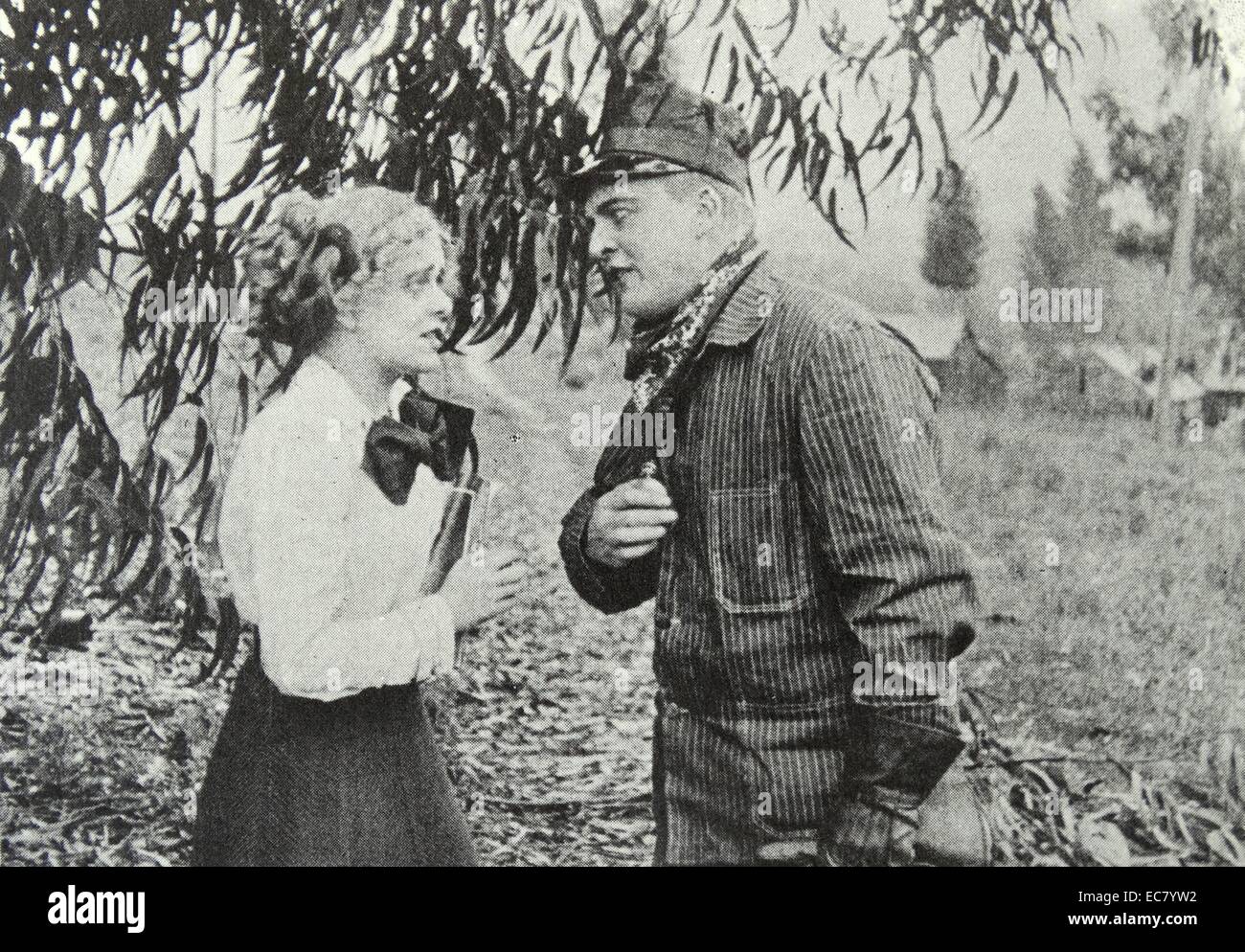 The Lonedale Operator, 1911, directed by Griffith for Biograph, with Blanche Sweet and Frank Grandon. Stock Photo