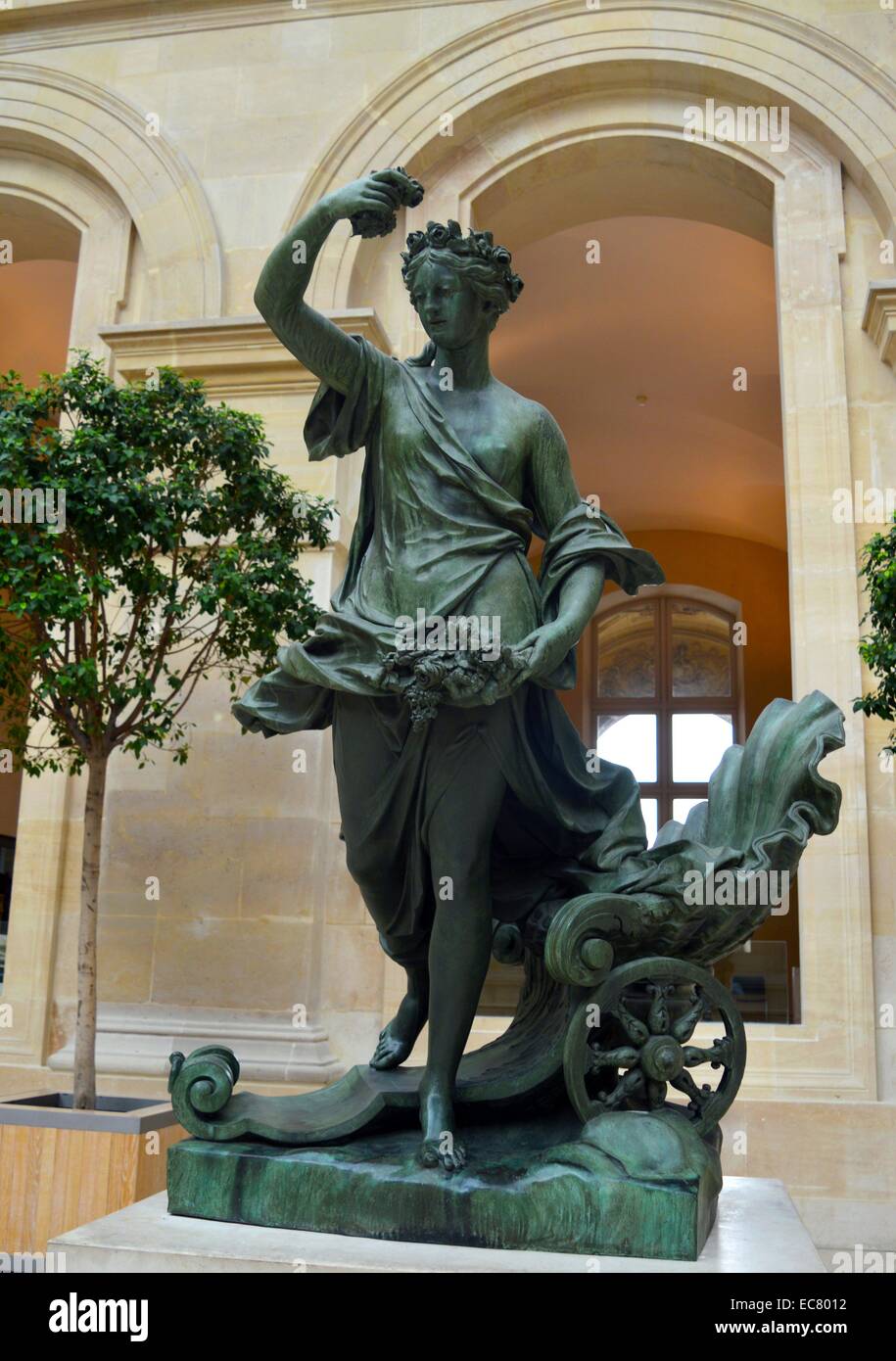 Bronze statue of L'Aurore (1693) by Philippe Magnier (1647-1715) was a French sculptor in the service of the Sun King court painter Charles Le Brun. Dated 17th century. Stock Photo