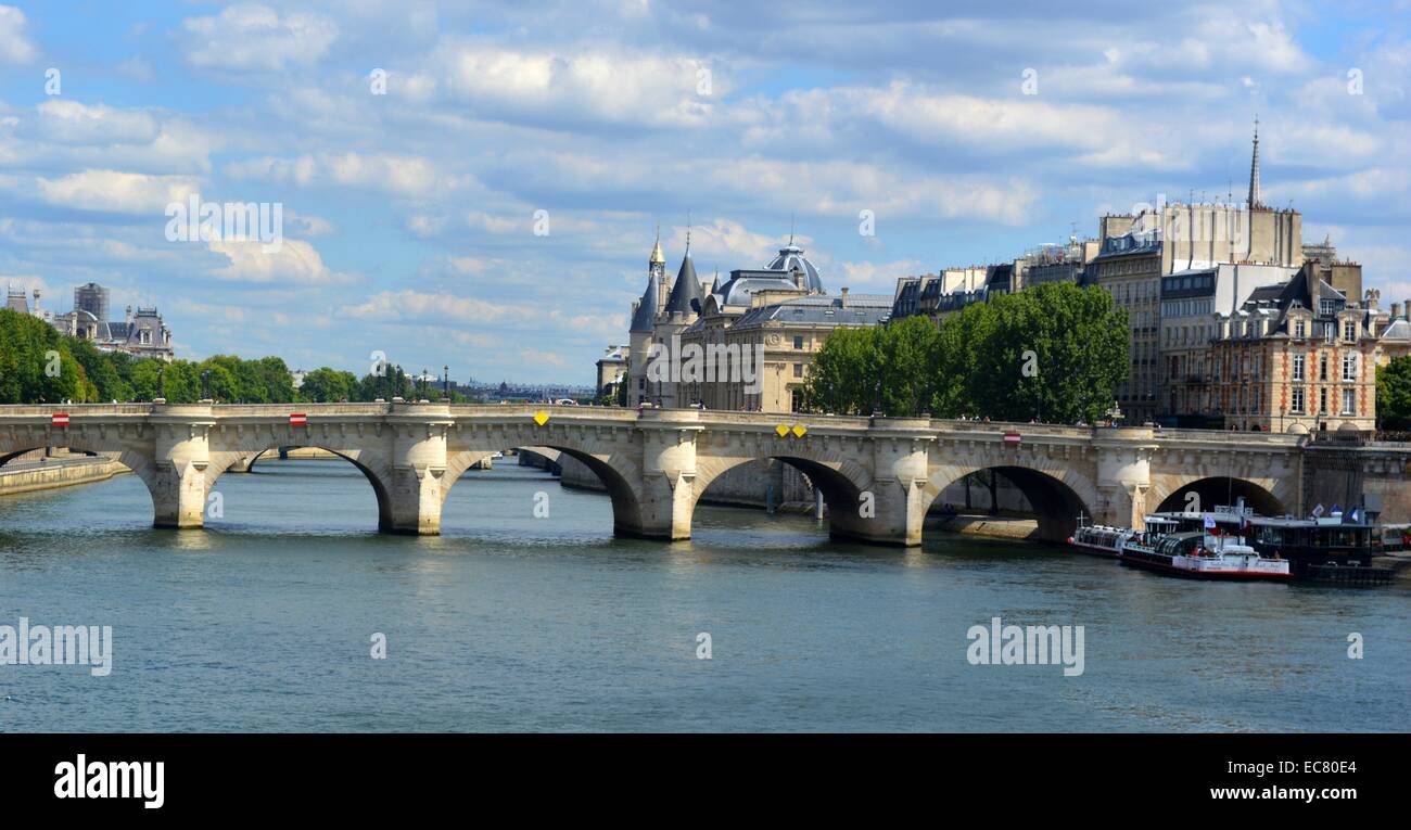 Pont des Arts, Locks of Love, Paris is a pedestrian bridge which spans the River Seine. Construction started 1801. Stock Photo
