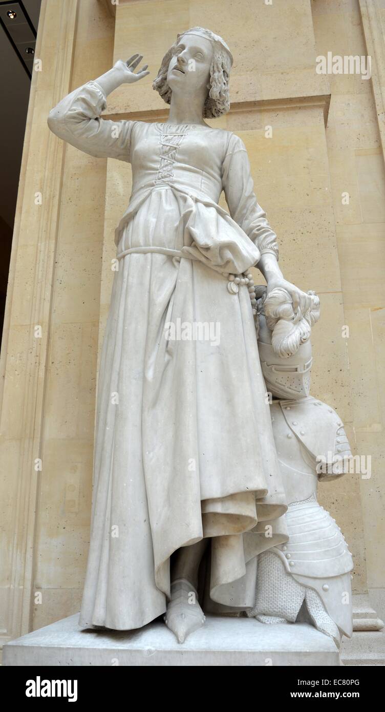 Marble statue of Joan of Arc listening to her voice by Francois Rude (1784-1855) a French sculptor. Dated 18th century. Stock Photo