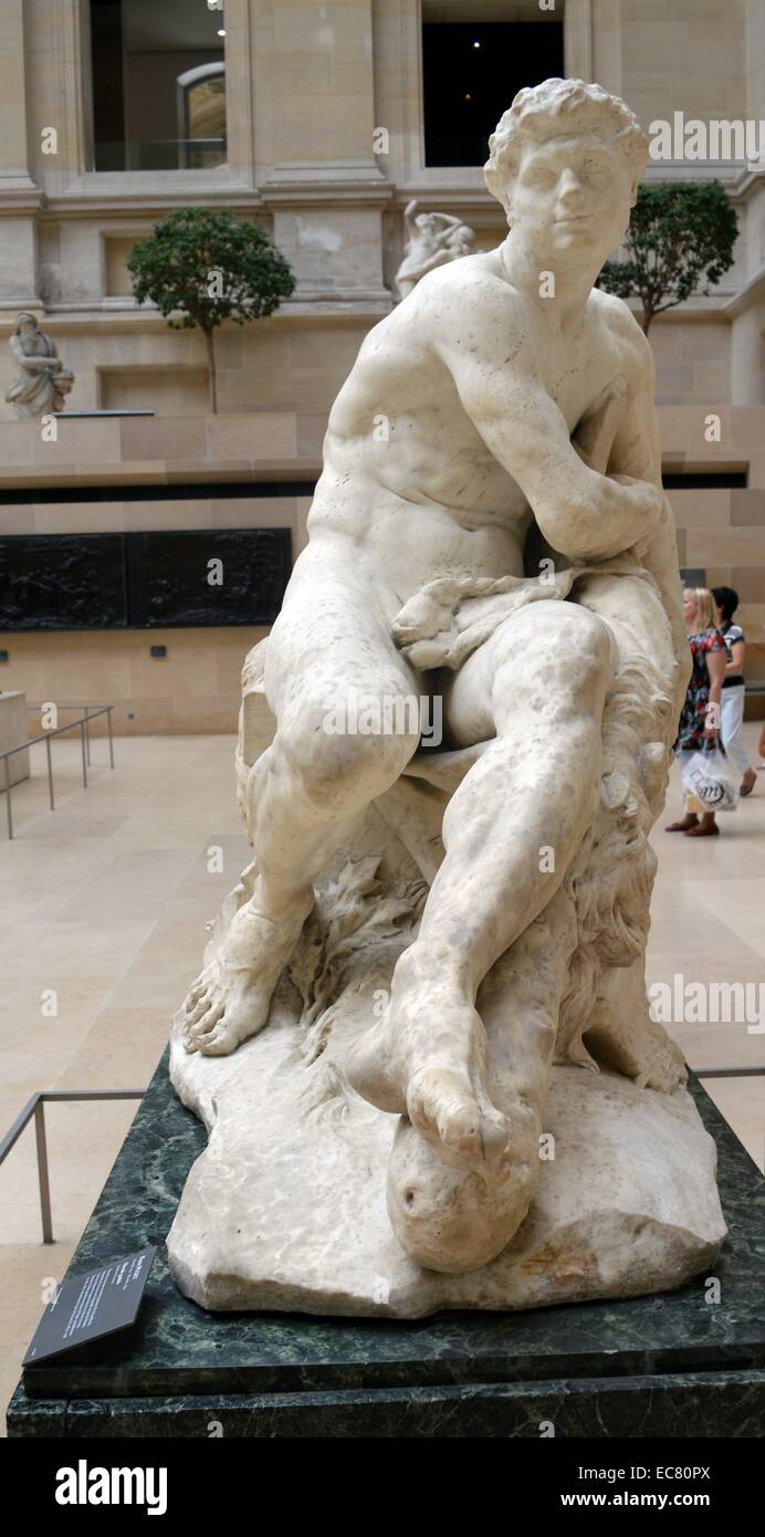 Sculpture made from carrara marble of Gallic Hercules by Pierre Puget (1620-1694), a French painter, sculptor, architect and engineer. Dated 17th dynasty. Stock Photo