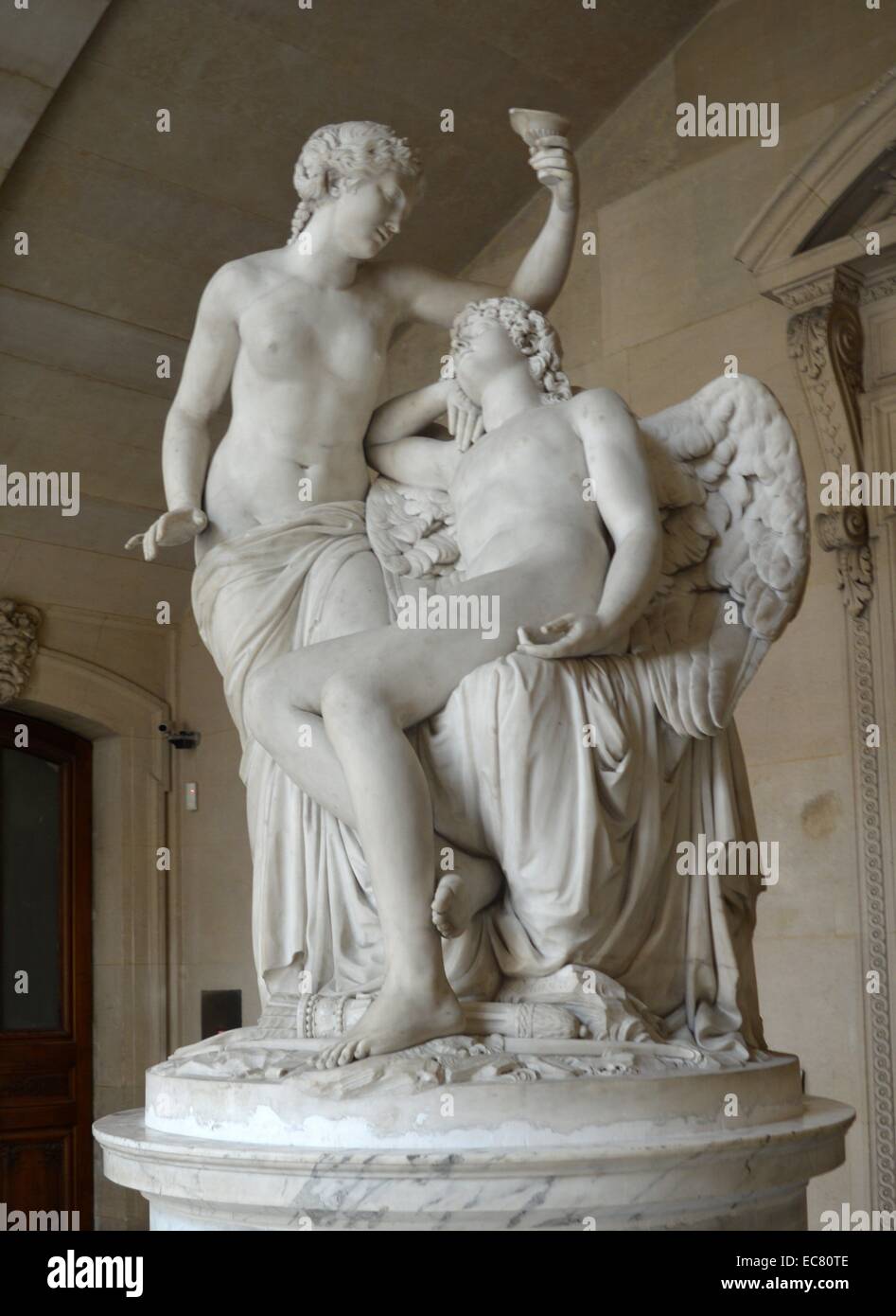 Marble statue of Cupid and Psyche by Francois-Nicolas Delaistre (1746-1832) a French sculptor. Stock Photo