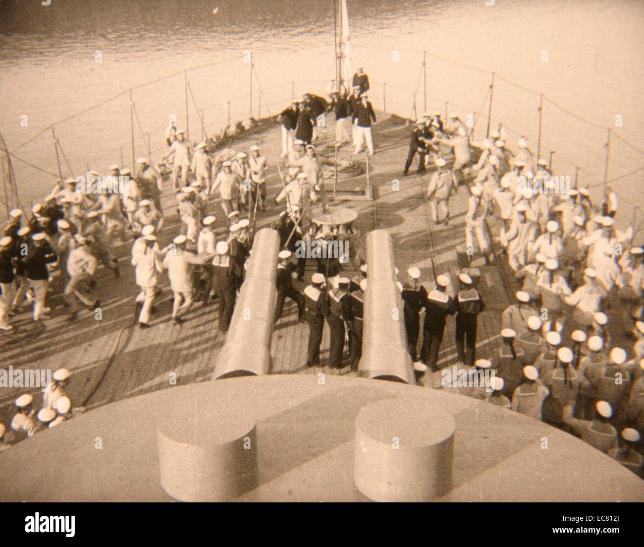 Still from Battleship Potemkin a silent film directed by Sergei Eisenstein. It presents a dramatized version of the mutiny that occurred in 1905 when the crew of the Russian battleship Potemkin rebelled against their officers of the Tsarist regime. Dated 1925 Stock Photo