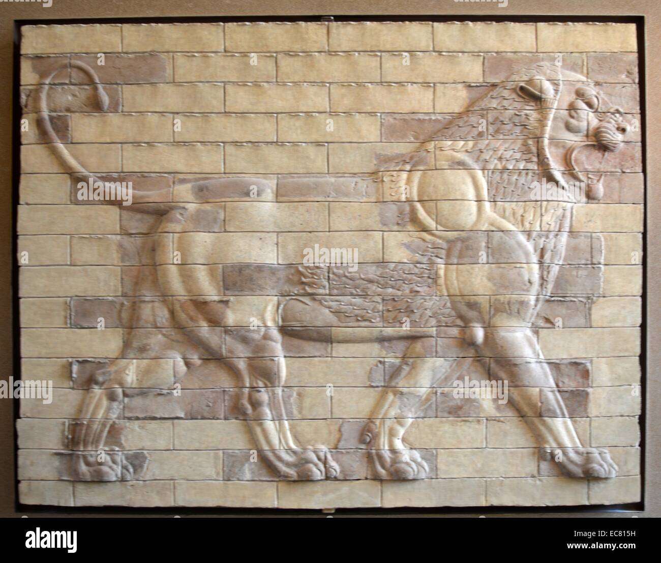 Decorative panels of moulded terracotta bricks. Achaemenid period. Palace of Darius 1st. Stock Photo