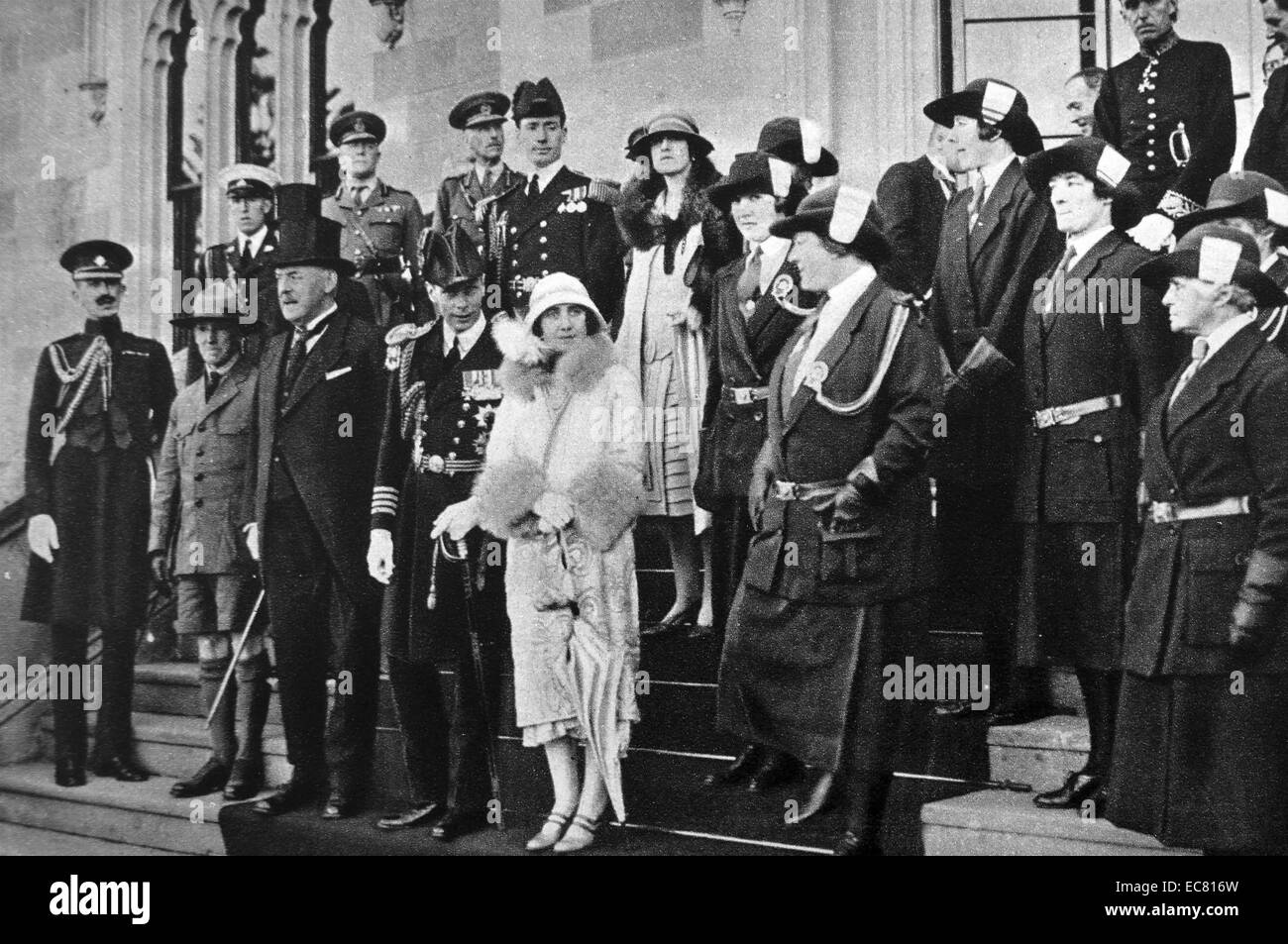 The Duke and Duchess, later King George VI and Queen Elizabeth. Visiting Tasmania during their tour of Australasia, reviewing the Scouts and Guides. Stock Photo