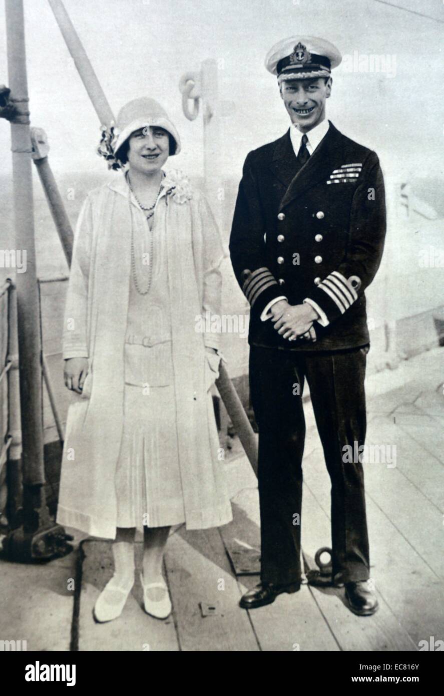The Duke and Duchess, later King George VI and Queen Elizabeth. Sailing the Indian Ocean on their way to Australia. Stock Photo