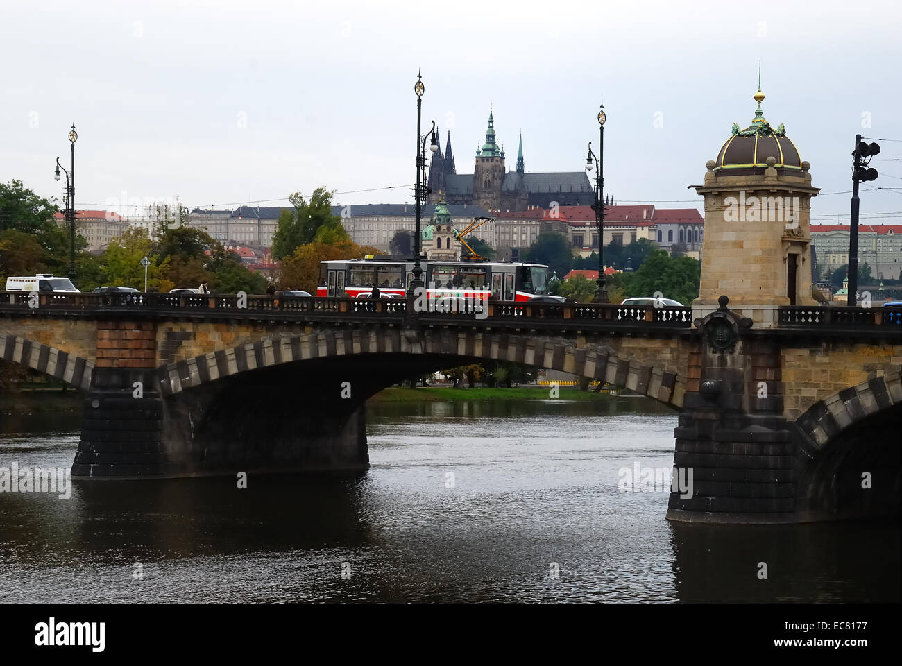 Czech Republic, Prague Jiraskuv bridge (Jiraskuv most) on Vltava river